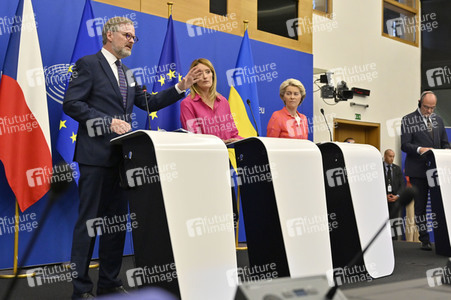 Pressekonferenz zur tschechischen EU-Ratspräsidentschaft im EU-Parlament in Straßburg