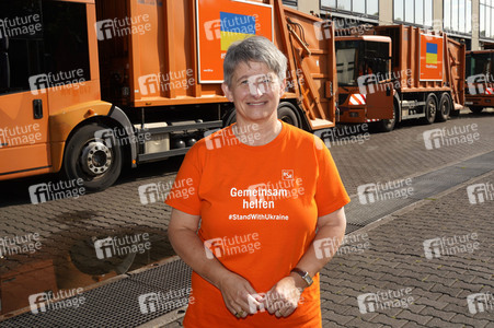 Franziska Giffey bei einer Spendenaktion für Kiew in Berlin