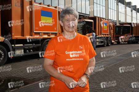 Franziska Giffey bei einer Spendenaktion für Kiew in Berlin