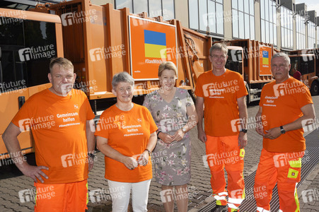Franziska Giffey bei einer Spendenaktion für Kiew in Berlin