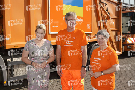 Franziska Giffey bei einer Spendenaktion für Kiew in Berlin