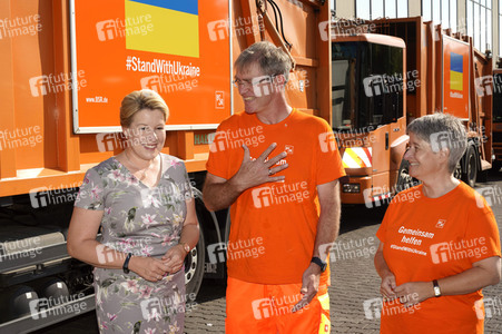 Franziska Giffey bei einer Spendenaktion für Kiew in Berlin
