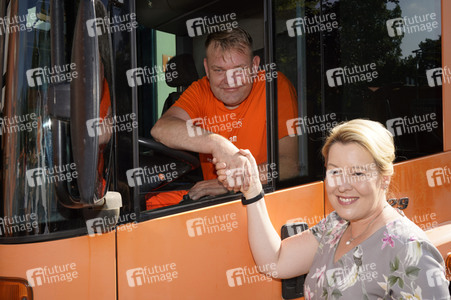 Franziska Giffey bei einer Spendenaktion für Kiew in Berlin