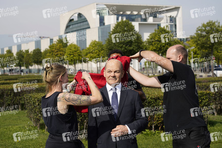Enthüllung der Wachsfigur von Olaf Scholz in Berlin