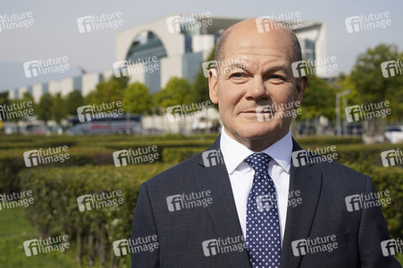 Enthüllung der Wachsfigur von Olaf Scholz in Berlin