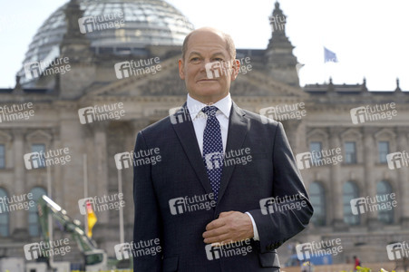 Enthüllung der Wachsfigur von Olaf Scholz in Berlin