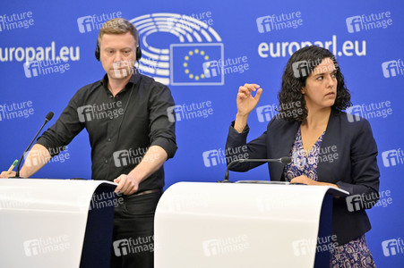 Pressebriefing der Fraktion Die Linke im EU-Parlament in Straßburg