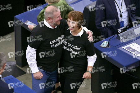 Rede von Sanna Marin im EU-Parlament in Straßburg
