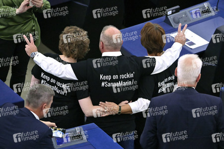 Rede von Sanna Marin im EU-Parlament in Straßburg