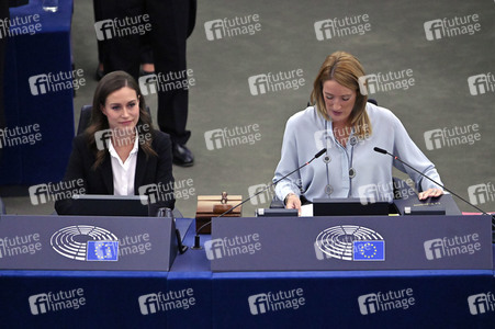 Rede von Sanna Marin im EU-Parlament in Straßburg