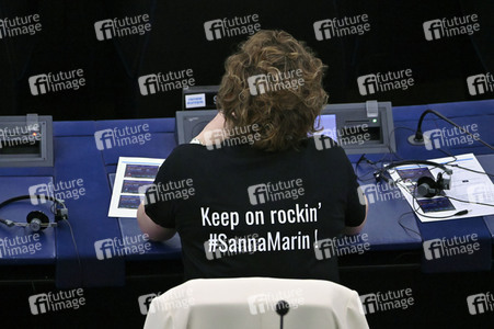 Rede von Sanna Marin im EU-Parlament in Straßburg