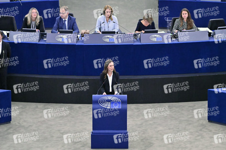 Rede von Sanna Marin im EU-Parlament in Straßburg