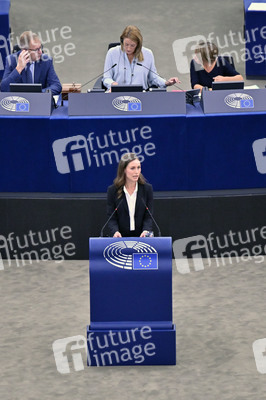 Rede von Sanna Marin im EU-Parlament in Straßburg