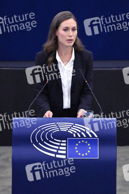 Rede von Sanna Marin im EU-Parlament in Straßburg