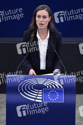 Rede von Sanna Marin im EU-Parlament in Straßburg