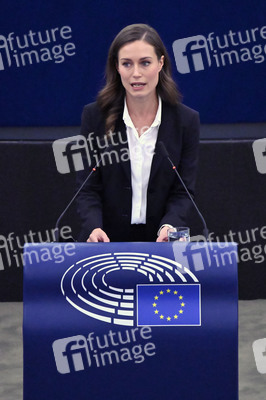 Rede von Sanna Marin im EU-Parlament in Straßburg