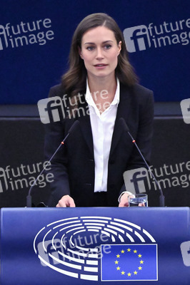 Rede von Sanna Marin im EU-Parlament in Straßburg