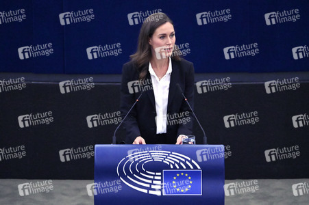 Rede von Sanna Marin im EU-Parlament in Straßburg