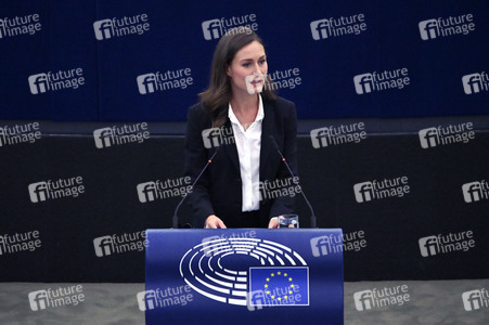 Rede von Sanna Marin im EU-Parlament in Straßburg