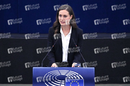 Rede von Sanna Marin im EU-Parlament in Straßburg