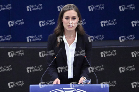 Rede von Sanna Marin im EU-Parlament in Straßburg