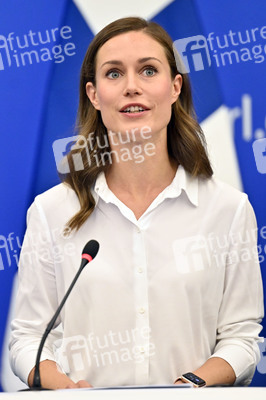 Pressekonferenz mit Sanna Marin und Roberta Metsola im EU-Parlament in Straßburg