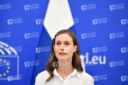 Pressekonferenz mit Sanna Marin und Roberta Metsola im EU-Parlament in Straßburg