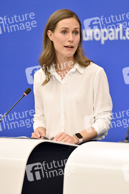 Pressekonferenz mit Sanna Marin und Roberta Metsola im EU-Parlament in Straßburg