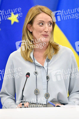 Pressekonferenz mit Sanna Marin und Roberta Metsola im EU-Parlament in Straßburg