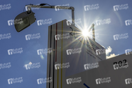 Aufbau für den Tag der Deutschen Einheit 2022 in Erfurt