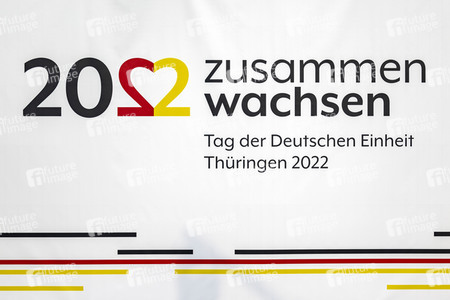 Aufbau für den Tag der Deutschen Einheit 2022 in Erfurt
