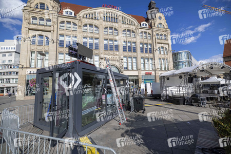 Aufbau für den Tag der Deutschen Einheit 2022 in Erfurt