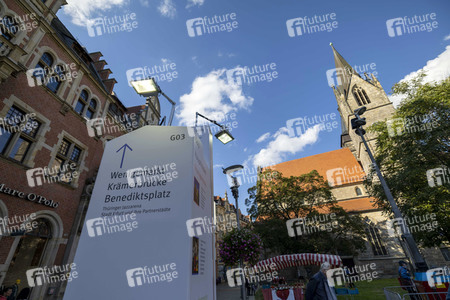 Aufbau für den Tag der Deutschen Einheit 2022 in Erfurt