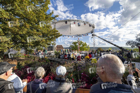 Aufbau für den Tag der Deutschen Einheit 2022 in Erfurt