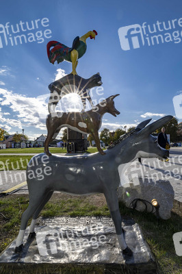 Aufbau für den Tag der Deutschen Einheit 2022 in Erfurt