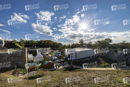 Aufbau für den Tag der Deutschen Einheit 2022 in Erfurt