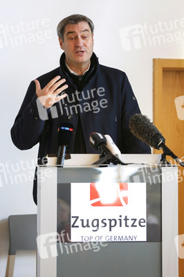 Pressetermin mit Markus Söder auf der Zugspitze in Garmisch-Partenkirchen