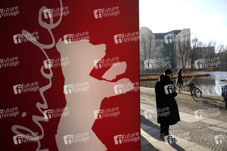 Aufbauarbeiten zur Berlinale 2023 in Berlin