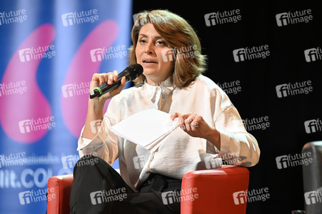 Svenja Flaßpöhler, Michel Friedman und Richard David Precht auf der lit.Cologne 2023 in Köln