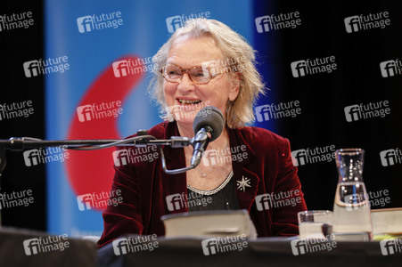 Elke Heidenreich, Dirk von Petersdorff und Marc-Aurel Floros auf der lit.Cologne 2023 in Köln