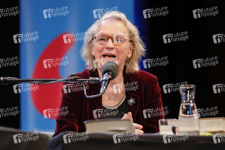 Elke Heidenreich, Dirk von Petersdorff und Marc-Aurel Floros auf der lit.Cologne 2023 in Köln