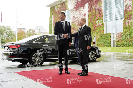 Empfang von Scheich Tamim bin Hamad Al Thani im Kanzleramt in Berlin