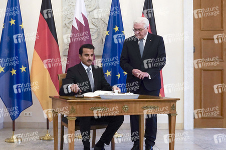 Empfang von Scheich Tamim bin Hamad Al Thani im Schloss Bellevue in Berlin