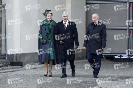 König Philippe und Königin Mathilde von Belgien am Brandenburger Tor in Berlin