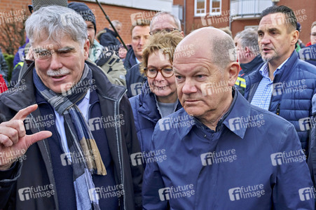 Olaf Scholz besucht das Hochwassergebiet in Verden