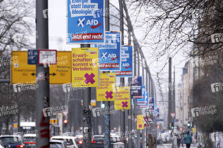 Wahlplakate zur teilweisen Wiederholungswahl in Berlin