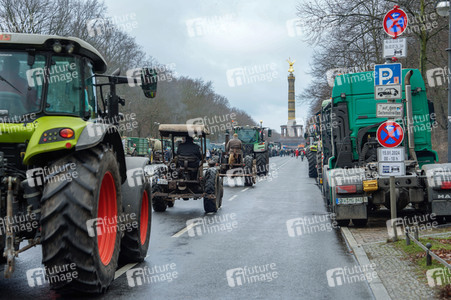 Ankunft zur Großdemonstration von Landwirtschaft und Transportgewerbe in Berlin