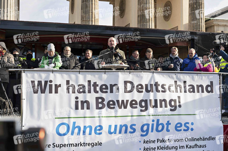 Kundgebung der Spediteure in Berlin