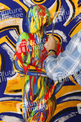 BODYART: Blau-Gelb Splash / Blue-Yellow Splash