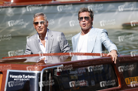 Ankunft von George Clooney und Brad Pitt am Palazzo del Casino, Internationale Filmfestspiele von Venedig 2024